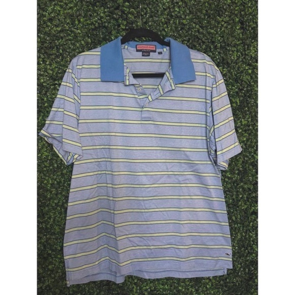 Vineyard Vines, Polo Shirt, Blue Yellow, L, Excellent, $85